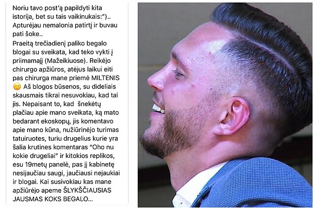 A. Miltenis ir Mažeikių ligoninėje jo konsultuotos pacientės žinutė