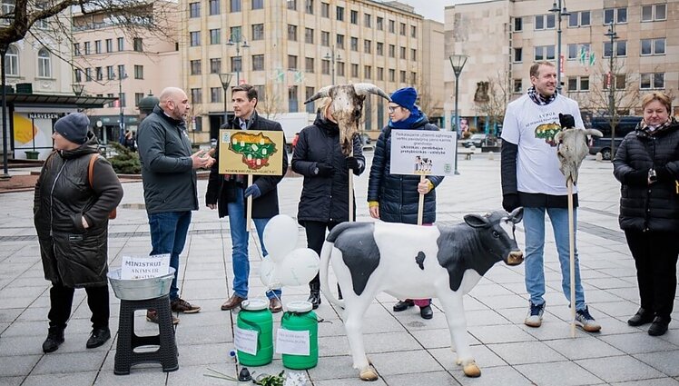 Proteste dalyvaujanti pieno ūkio savininkė: uždarome verslą, nes pavargome būti žeminami