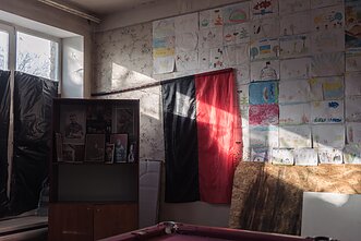 The flag of the Right Sector in Avdiivka, February 2022.