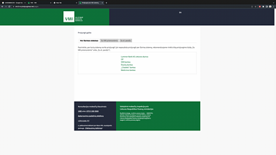 Sukčių sukurta netikra internetinė svetainė, primenanti VMI internetinę svetainę