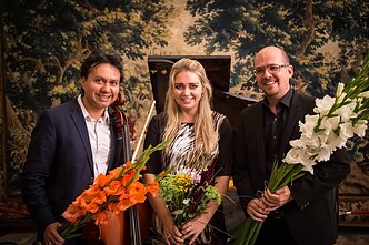 Festivalis „Vivace Vilnius“. Violončelininkas iš Venesuelos Aristides Rivasas, Eglė Jarkova, italų pianistas Roberto Plano