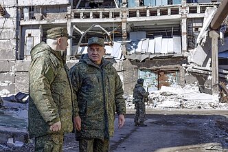Sergejus Šoigu ir Rustamas Muradovas Ukrainoje