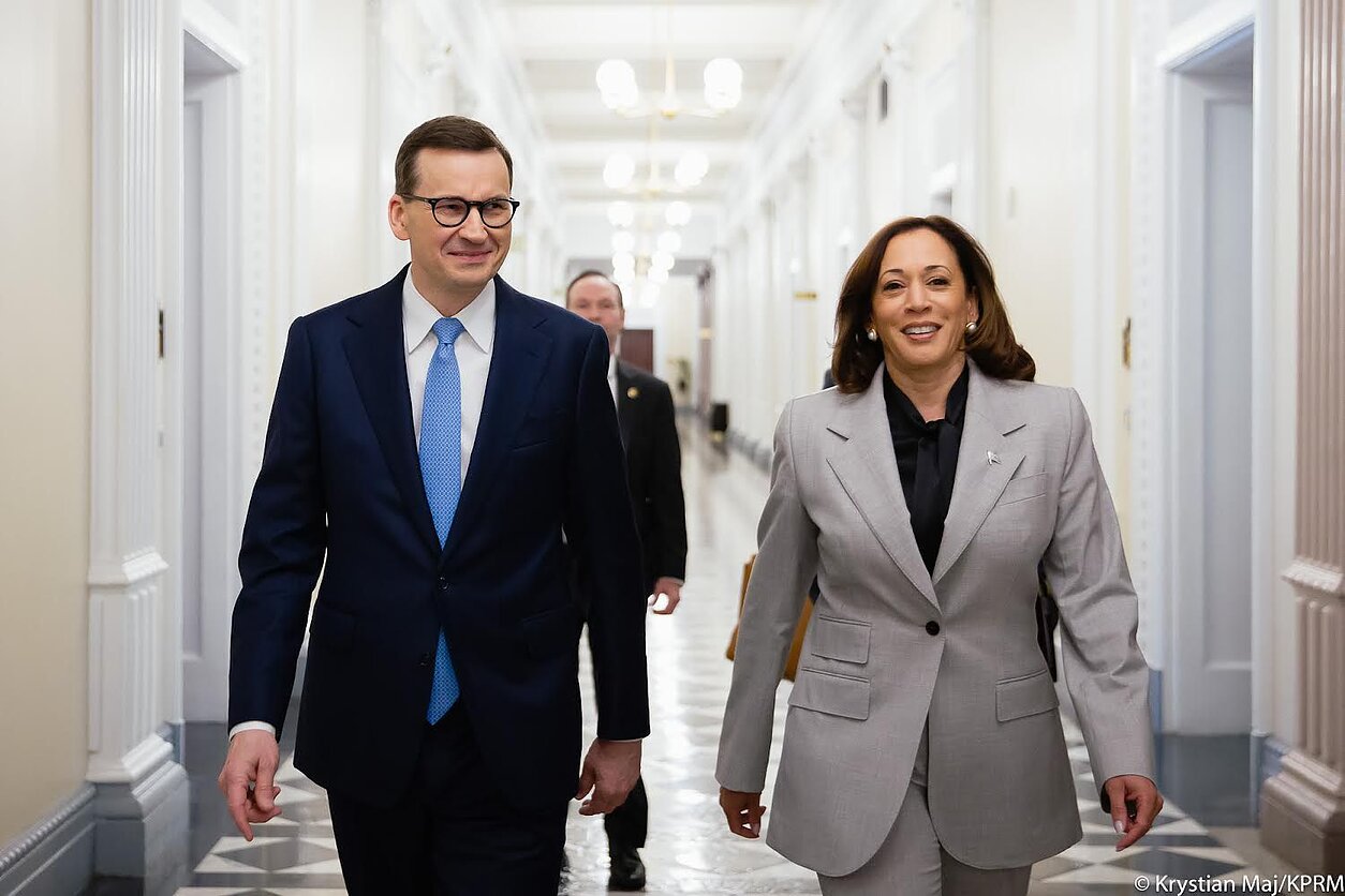 Mateusz Morawiecki i Kamala Harris