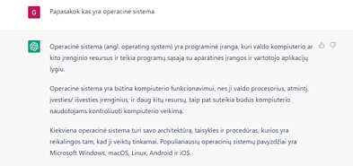 ChatGPT užklausa