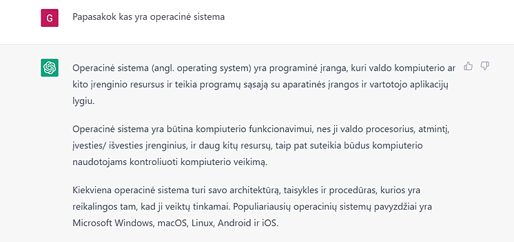 ChatGPT užklausa