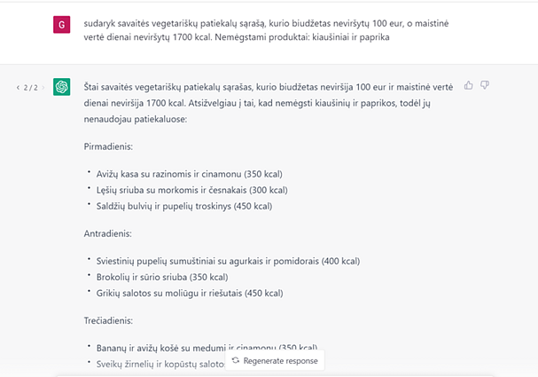 ChatGPT užklausa
