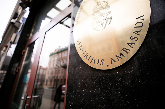 Žinios. Vilniuje prie Vengrijos ambasados surengta pilietinė akcija prieš prorusišką šalies politiką