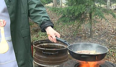 Ant laužo kepama silkė 