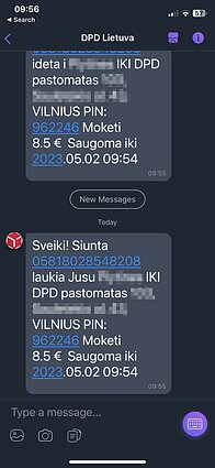 Pranešimas apie į paštomatą gautą siuntą - elektroninę cigaretę iš ecodumas.com