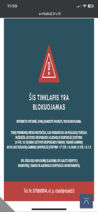 Pranešimas apie blokuojamą interneto puslapį ecodumas.lt