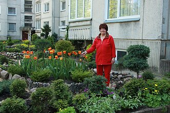Kristina Šeniauskienė and her garden in Justiniškės, Vilnius