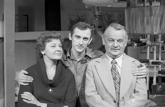 Birutė Raubaitė, Valentinas Masalskis ir Leonardas Zelčius. 1979 m. 