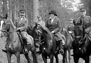 Antanas Smetona riding with his wife Sofija and entourage