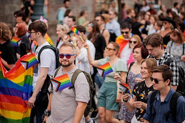 Шествие «Vilnius Pride» 2023 года на проспекте Гядиминаса
