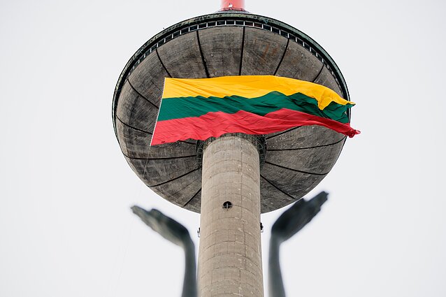 Lithuanian flag on TV Tower