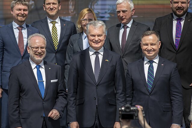 Latvian President Egils Levits, Lithuania's Gitanas Nausėda and Poland's Andrzej Duda Latvian President Egils Levits, Lithuania's Gitanas Nausėda and Poland's Andrzej Duda