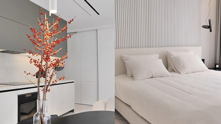 Išskirtingai minimalistinis ir baltas būstas: vengta papildomų detalių, sukeliančių chaosą