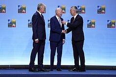 Gitanas Nausėda, Jens Stoltenberg, and US Presdent Joe Biden Gitanas Nausėda, Jens Stoltenberg, and US Presdent Joe Biden
