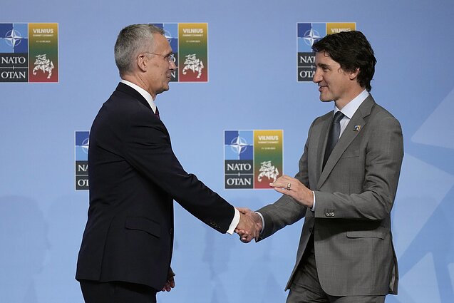 Jens Stoltenberg and Canadian Prime Minister Justin Trudeau Jens Stoltenberg and Canadian Prime Minister Justin Trudeau