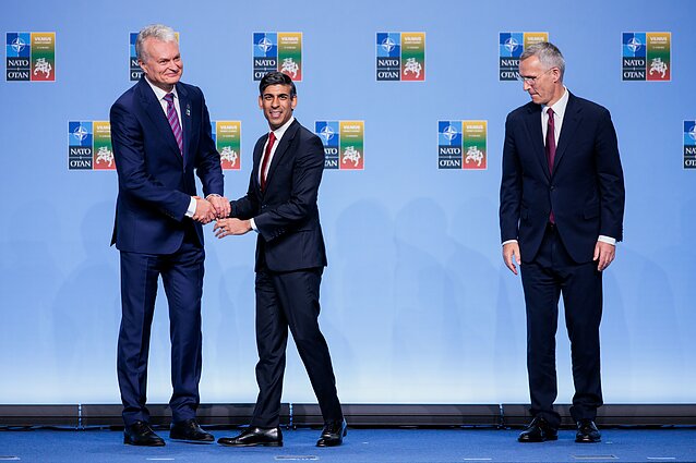 GItanas Nausėda, Jens Stoltenberg, and UK Prime Minister Rishi Sunak GItanas Nausėda, Jens Stoltenberg, and UK Prime Minister Rishi Sunak