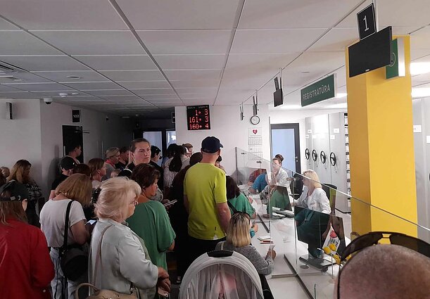 Laukiančiųjų eilės Klaipėdos vaikų ligoninės konsultacinėje poliklinikoje