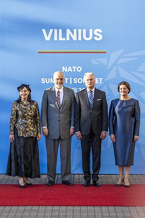 Albanijos ministras pirmininkas Edi Rama, Linda Rama, Gitanas Nausėda, Diana Nausėdienė