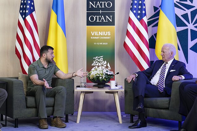 Volodymyras Zelenskis, Joe Bidenas NATO viršūnių susitikime Vilniuje Volodymyras Zelenskis, Joe Bidenas NATO viršūnių susitikime Vilniuje