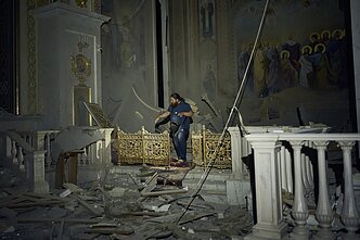 Odesoje per rusų ataką sugriauta į UNESCO paveldo sąrašą įtraukta katedra