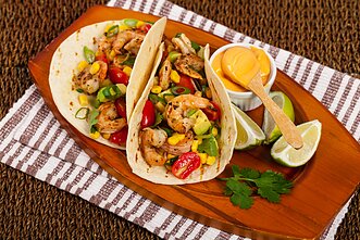 Minkšti tacos su krevetėmis