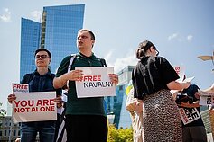 Акция в поддержку А. Навального в день установки ШИЗО в Вильнюсе 