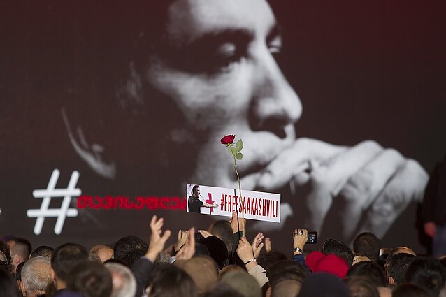 Протест в Грузии с призывом освободить бывшего президента М. Саакашвили. 2021 г.