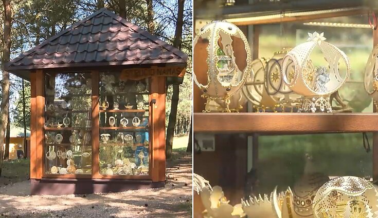 Vilkaviškietis kempinge įkūrė stručio galeriją: dekoruotuose kiaušiniuose įkomponuotos porcelianinės figūrėlės