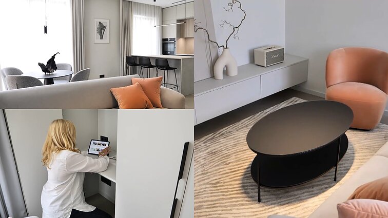 Funkcionalus butas jaunam žmogui: darbo erdvė paslėpta miegamojo spintoje