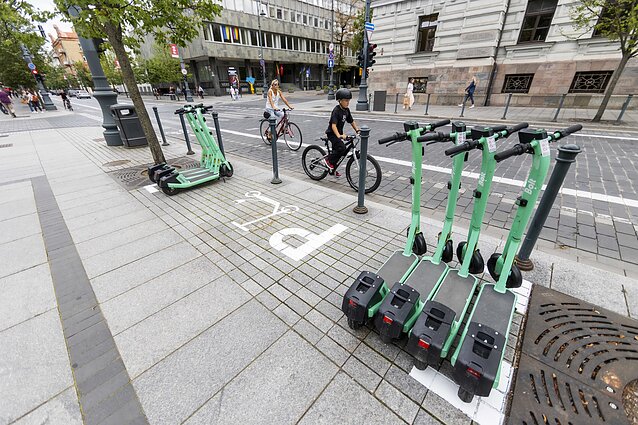 Elektrinių paspirtukų stovėjimo vietos