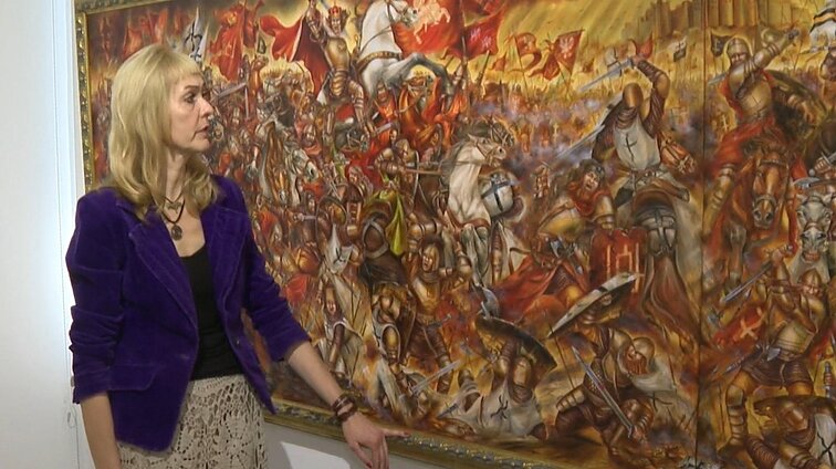 Laiko ir jėgų neskaičiavusi uteniškė nutapė Žalgirio mūšio triptiką: norėtųsi, kad Lietuva pamiltų savo istoriją
