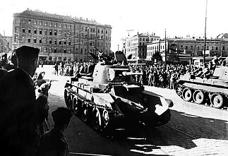 Sovietų tankai Rygoje. 1940 m. birželio 17 d. 
