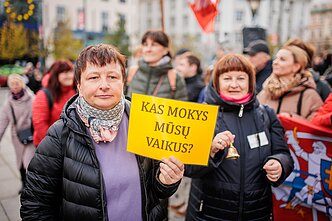  Mokytojų streikas pasiekė Vyriausybę