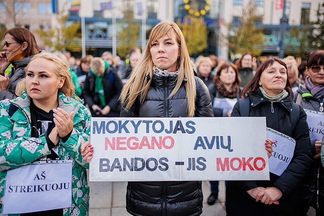  Mokytojų streikas pasiekė Vyriausybę