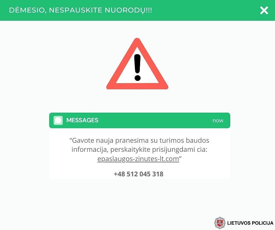Sukčiai siunčia nuorodas su neva gautos baudos informacija