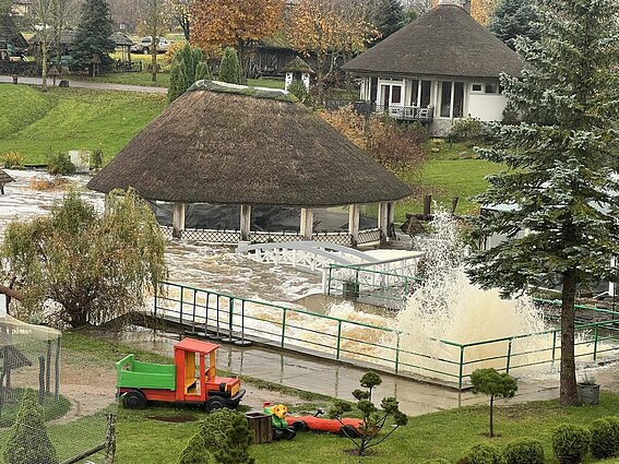 Nuo smarkaus lietaus patvino Kretingos gatvės, apsemta komplekso „Vienkiemis“ teritorija Nuo smarkaus lietaus patvino Kretingos gatvės, apsemta komplekso „Vienkiemis“ teritorija
