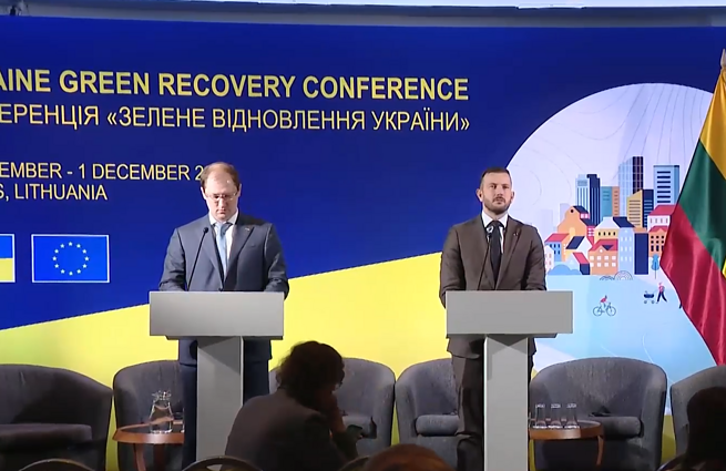 Europos Komisijos nario Virginijaus Sinkevičiaus ir Ukrainos aplinkosaugos ir gamtos išteklių ministro Ruslano Striletso spaudos konferencija