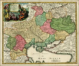 Україна, земля козаків, з сусідами, на мапі 1720 р. 