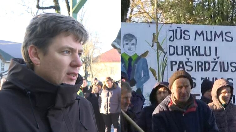„Mums neleidžiama ūkininkauti“: Šilalėje apsilankiusį ministrą protestuojantys ūkininkai pasitiko švilpimu