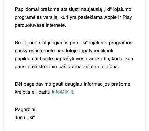„Iki Lietuva“ laiškas klientams „Iki Lietuva“ laiškas klientams