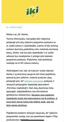 „Iki Lietuva“ laiškas klientams „Iki Lietuva“ laiškas klientams