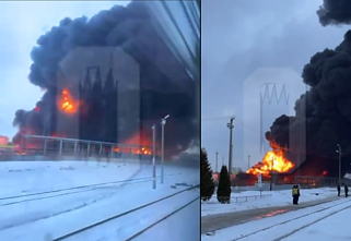  Rusijos Brianske po ukrainiečių atakos liepsnoja naftos saugykla