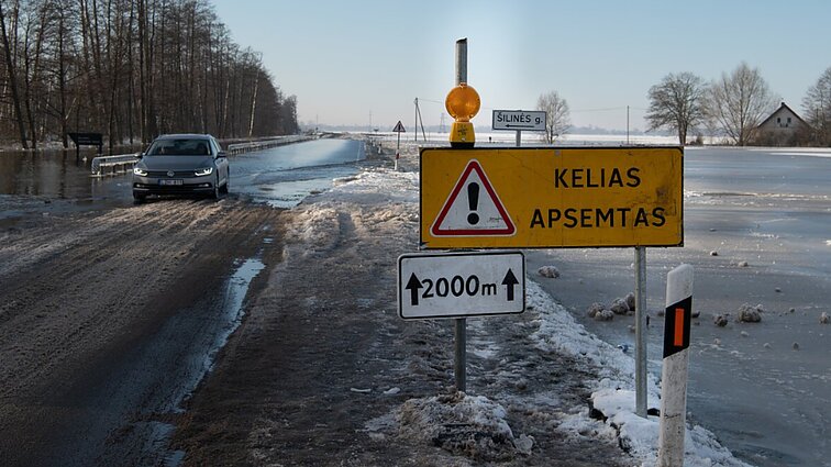 Žinios. Klaipėdos rajone besitęsiantis potvynis, savaitgalį pasiekęs stichinį lygį, slūgsta