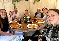 Larissa (on the left) visiting Lithuania