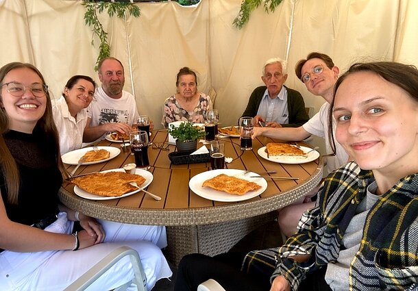 Larissa (on the left) visiting Lithuania