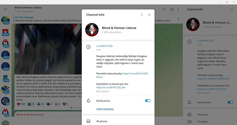 „Telegram“ kanalas „Blood & Honour Lietuva“ „Telegram“ kanalas „Blood & Honour Lietuva“